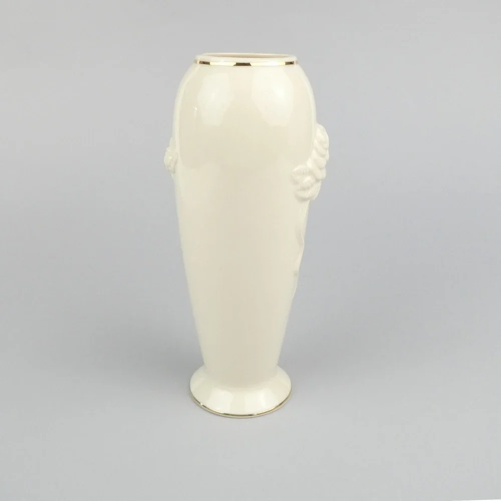 Lenox‎ Ivory 24K Gold Trim Rose Floral Large Vase 7.5